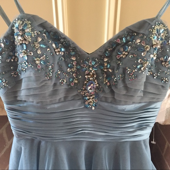 NEW WITH TAGS!! Never worn! Adrianna Papell Ice Blue Embellished Cocktail Dress - Picture 2 of 8